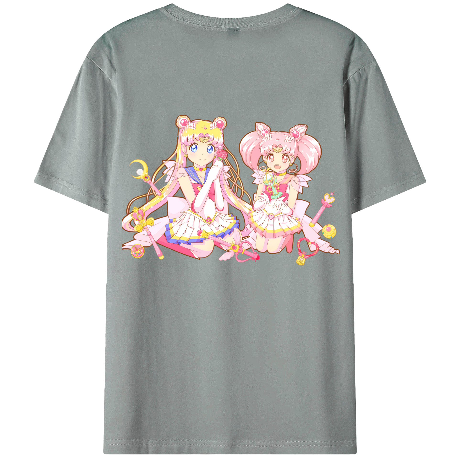 （画像用） 美少女戦士セーラームーン 月野 うさぎ つきの うさぎ Sailor Moon Tsukino Usagi 綿100％ メンズ半袖Tシャツ（バックプリント） 通気性